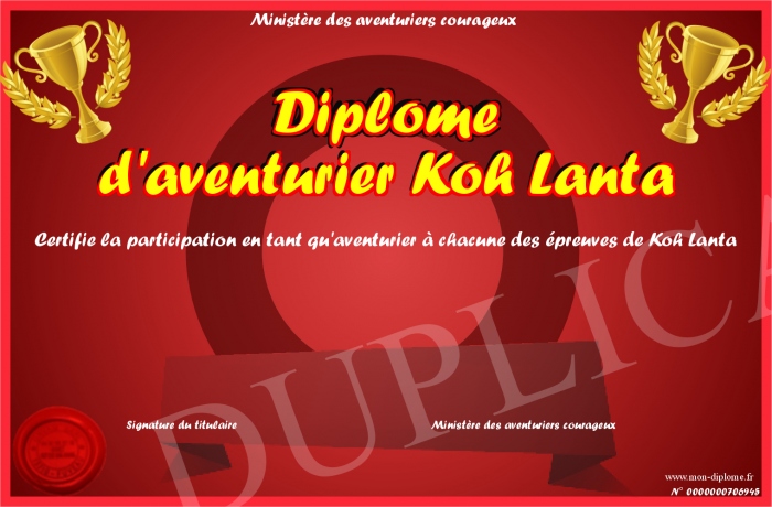 diplome koh lanta